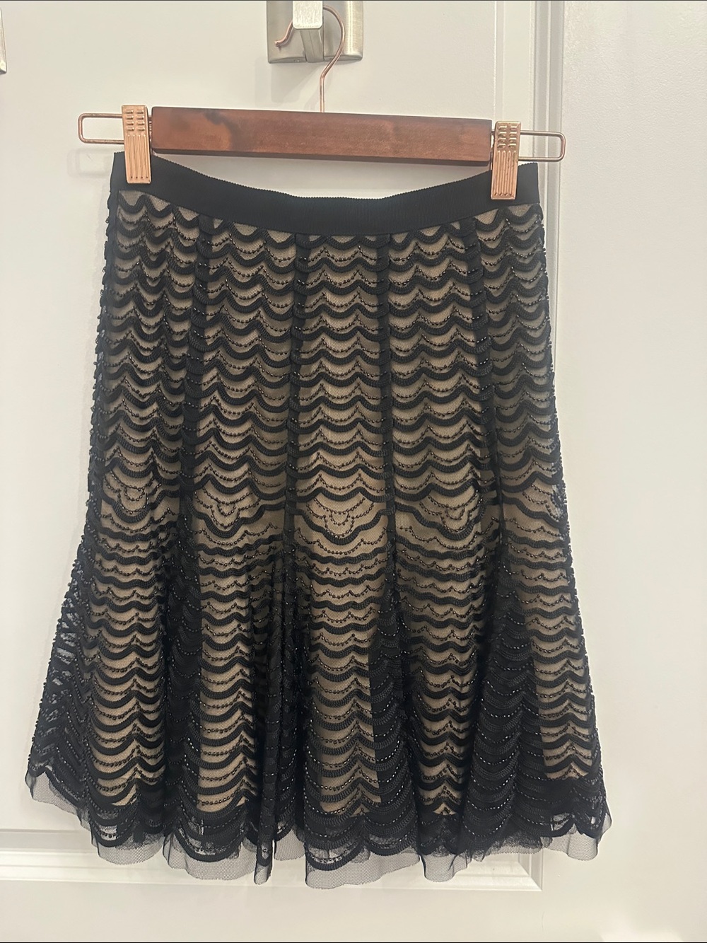 H&M x Giambattista Valli - Black Lace Overlay Circle Skirt with Nude Lining